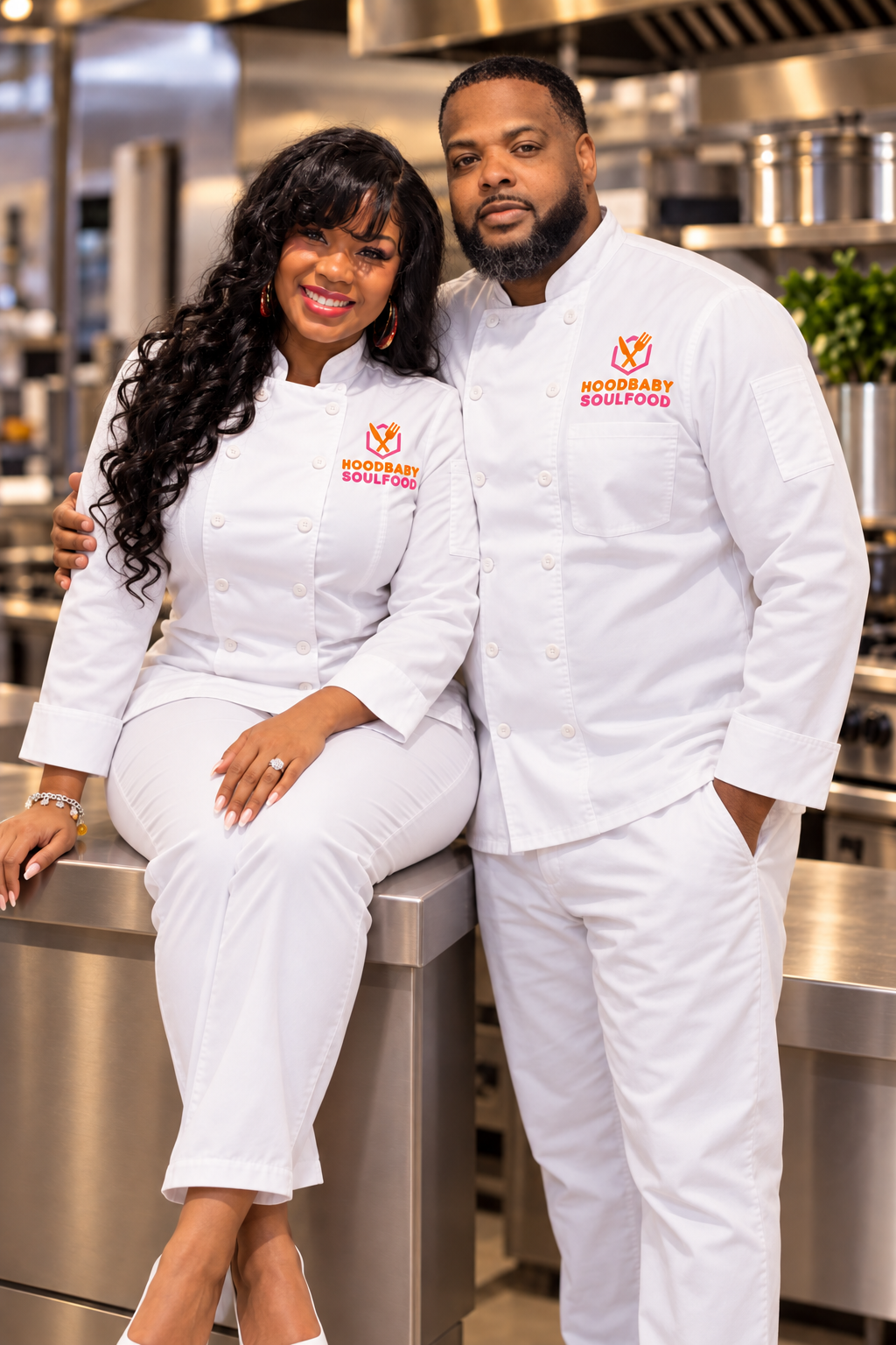Hood Baby Soul Food chefs in branded chef coats